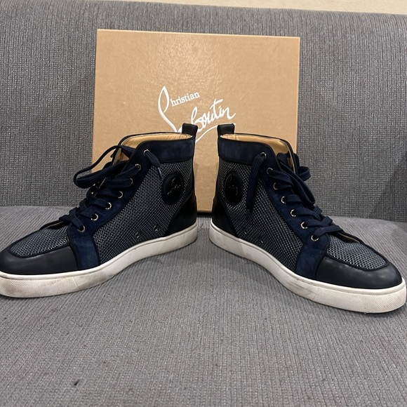 MEN CHRISTIAN LOUBOUTIN Louis Orlato suede and mesh high-top trainers main image 4